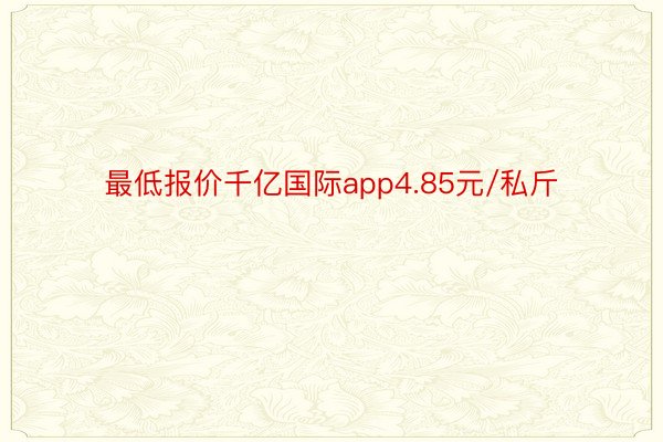 最低报价千亿国际app4.85元/私斤