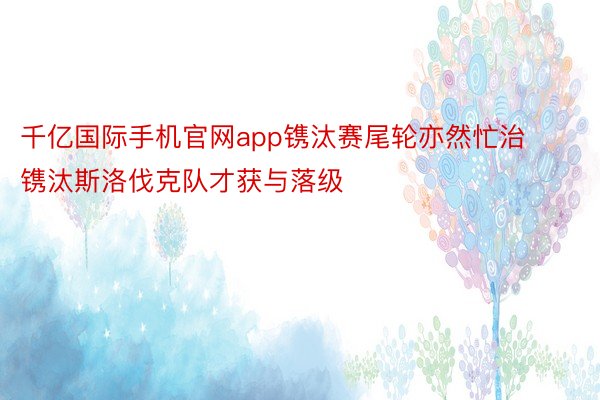 千亿国际手机官网app镌汰赛尾轮亦然忙治镌汰斯洛伐克队才获与落级